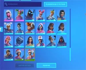CONTA FORTNITE 109 SKINS, com minty, galaxy, ikonik e glow