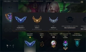 Conta League of Legends Diamante 1 ex Mestre LOL