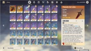 AR 48 Diluc + Tumulo do Lobo + Venti + Jean + Benção