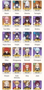 CONTA GENSHIN COM 20 PERSONAGENS T5 E 10 ARMAS T5 - Genshin Impact