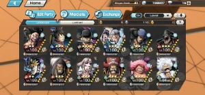 Conta One Piece Bounty Rush! Zoro 100,Roger 100,BN 100,G5 64 OPBR