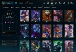 Conta ouro 4 com TODOS os champs e 107 Skins + 80 Espolios - League of Legends LOL