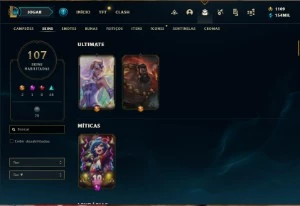 Conta ouro 4 com TODOS os champs e 107 Skins + 80 Espolios - League of Legends LOL