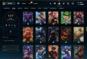 Conta ouro 4 com TODOS os champs e 107 Skins + 80 Espolios - League of Legends LOL
