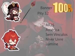 AR25 - Hutao + BIS + Diluc + Banner Garantido - pity 32 - Genshin Impact