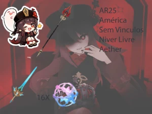 AR25 - Hutao + Homa (BIS) + Espada Celestial + 16 tiros - Genshin Impact