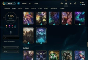 Conta prata 3 com 107 champs e 105 skins - League of Legends LOL