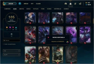 Conta prata 3 com 107 champs e 105 skins - League of Legends LOL