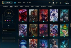 Conta prata 3 com 107 champs e 105 skins - League of Legends LOL