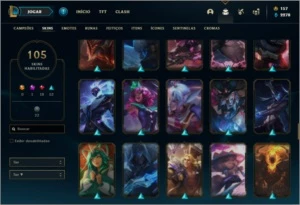 Conta prata 3 com 107 champs e 105 skins - League of Legends LOL