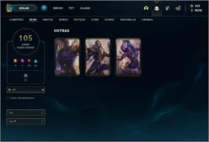 Conta prata 3 com 107 champs e 105 skins - League of Legends LOL