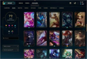 CONTA LVL 144, ELO PLATINA, 72 SKINS - League of Legends LOL