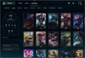 CONTA LVL 144, ELO PLATINA, 72 SKINS - League of Legends LOL
