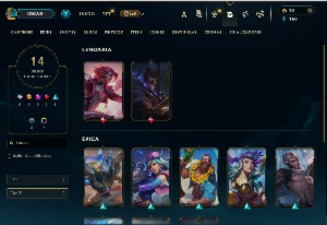 Prata 3 com 35 Champs e 14 Skins + 2 Fragmentos - League of Legends LOL