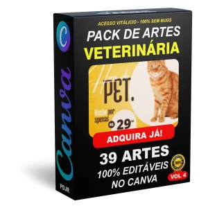 Pack Canva Veterinária Vol 4 - 39 Artes Editáveis - Serviços Digitais