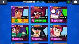Conta brawl stars: 6500k, 21/36, 120 gemas.