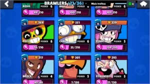 Conta brawl stars: 6500k, 21/36, 120 gemas.