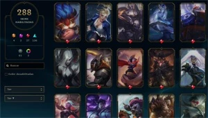 Conta nv 172 - Elo: Ouro - 288 skins - 13 k EA - League of Legends LOL
