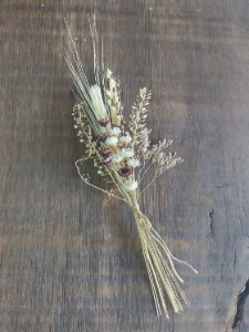 Mini Buquê com Sorgo, Trigo e Sempre-viva para Convites