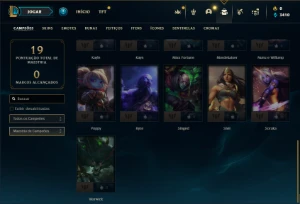 Platina 4 com 26 Champs e 2 Skins + 20 Espolios - League of Legends LOL