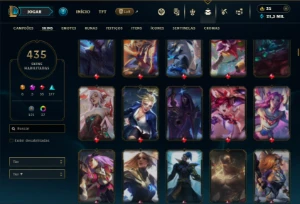 Platina 2 com TODOS os champs e 435 Skins ( ADC / MID ) - League of Legends LOL