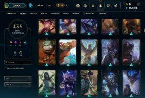 Platina 2 com TODOS os champs e 435 Skins ( ADC / MID ) - League of Legends LOL