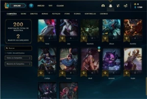 Conta ouro 4 com 47 Champs e 32 Skins + 2 Fragmentos - League of Legends LOL