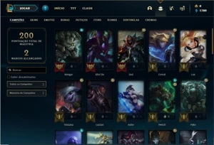 Conta ouro 4 com 47 Champs e 32 Skins + 2 Fragmentos - League of Legends LOL