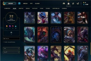 Conta ouro 4 com 47 Champs e 32 Skins + 2 Fragmentos - League of Legends LOL