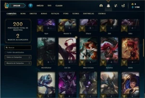Conta ouro 4 com 47 Champs e 32 Skins + 2 Fragmentos - League of Legends LOL