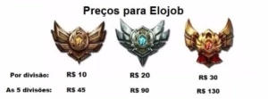 ELO JOB Bronze,Prata,Gold - League of Legends LOL