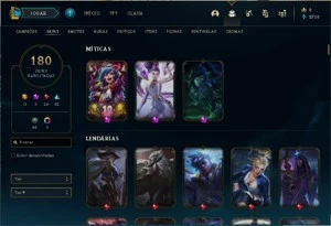 CONTA LOL LVL 261 GOLD 3 180 SKINS QUASE TODOS OS CHAMPS - League of Legends