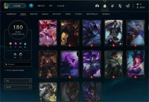 CONTA LOL LVL 261 GOLD 3 180 SKINS QUASE TODOS OS CHAMPS - League of Legends