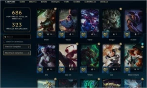 Conta level 431,97 skins, 250 ícones, 48 emotes, prata 2 - League of Legends LOL