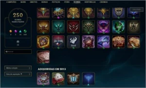 Conta level 431,97 skins, 250 ícones, 48 emotes, prata 2 - League of Legends LOL