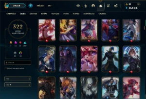 Platina 4 com TODOS os Champs e 322 Skins + 12 Prestigios - League of Legends LOL