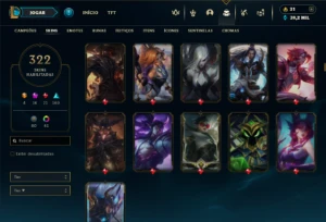 Platina 4 com TODOS os Champs e 322 Skins + 12 Prestigios - League of Legends LOL