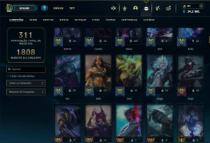 Platina 4 com TODOS os Champs e 322 Skins + 12 Prestigios - League of Legends LOL