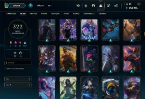 Platina 4 com TODOS os Champs e 322 Skins + 12 Prestigios - League of Legends LOL