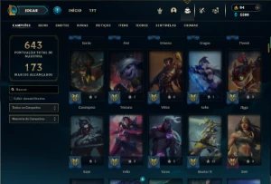 Bronze 4 com TODOS os champs e 170 Skins + 19 Maestrias 7 - League of Legends LOL