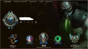 Conta De lol Platina V Ex mestre Full Champ - League of Legends