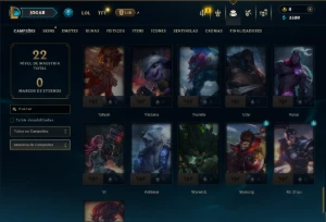 Ouro 2 com 75 Champs e 5 Skins - League of Legends LOL