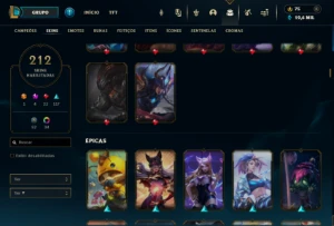 Conta de lol lvl 558 com todos os campeões (212 skins) - League of Legends