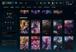 Conta de lol lvl 558 com todos os campeões (212 skins) - League of Legends