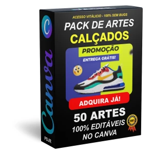 Pack Canva Calçados - 50 Artes Editáveis - Serviços Digitais