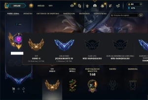 Diamante 4 com 80 Champs e 52 Skins + 7 Vitoriosas - League of Legends LOL