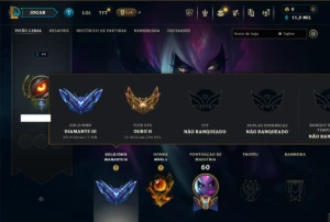 Diamante 3 com 70 Champs e 9 Skins - League of Legends LOL