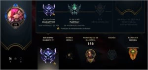 CONTA DIAMANTE 4 PLATINA 1 FLEX - League of Legends LOL