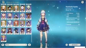 Conta AR 58 c/Ayaka C1 Xiao C1 Hutao C1 Eula C1 Baal C3 e + - Genshin Impact