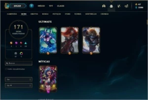 Unranked (Season Atual), todos os champs e 171 skins. - League of Legends LOL